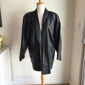Elizabeth Vintage 1980s Black Leather Blazer Sz 4
